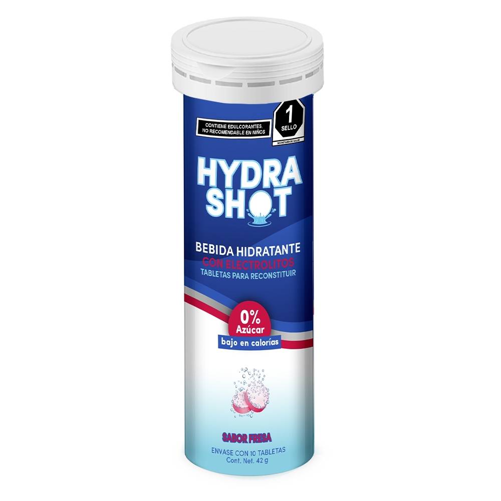 Hydrashot Electrolitos En Tabletas Efervescentes - Fresa - 10 Tab