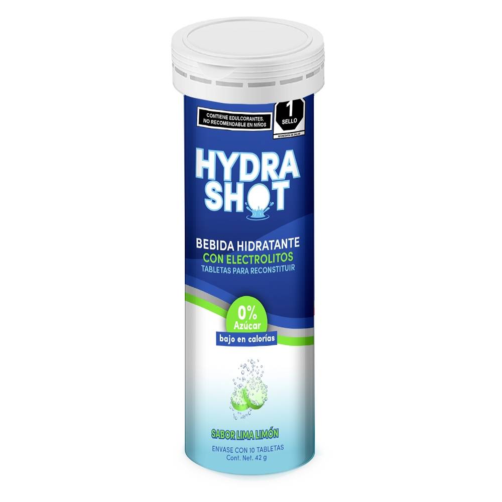 Hydrashot Electrolitos En Tabletas Efervescentes - Lima-Limón - 10 Tab