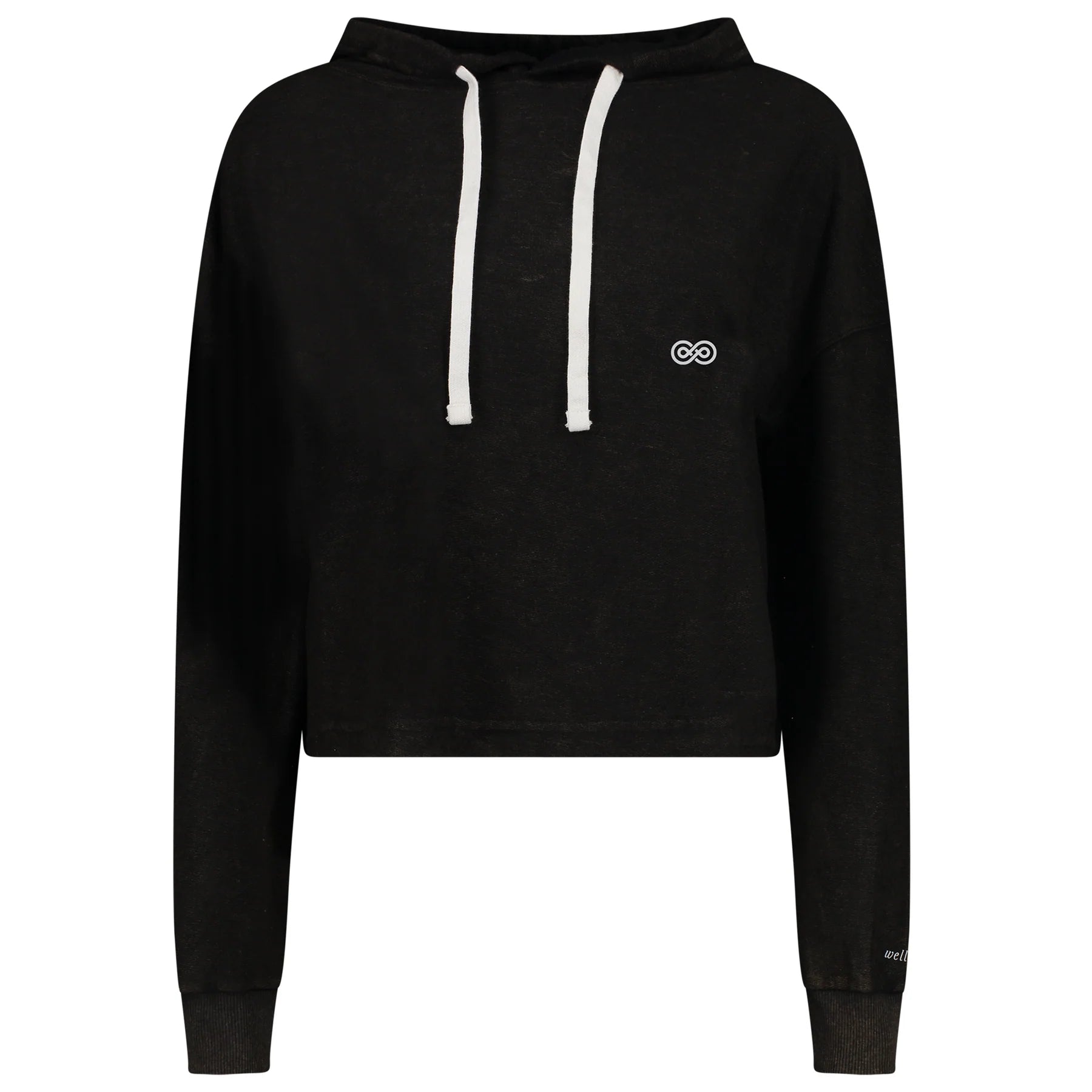 Crop Hoodie Sersana Holgada Negra Jaspeada Unisex