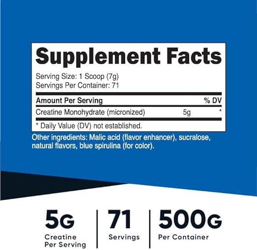 Nutricost Creatine Monohydrate, 500 Grams, Blue Raspberry
