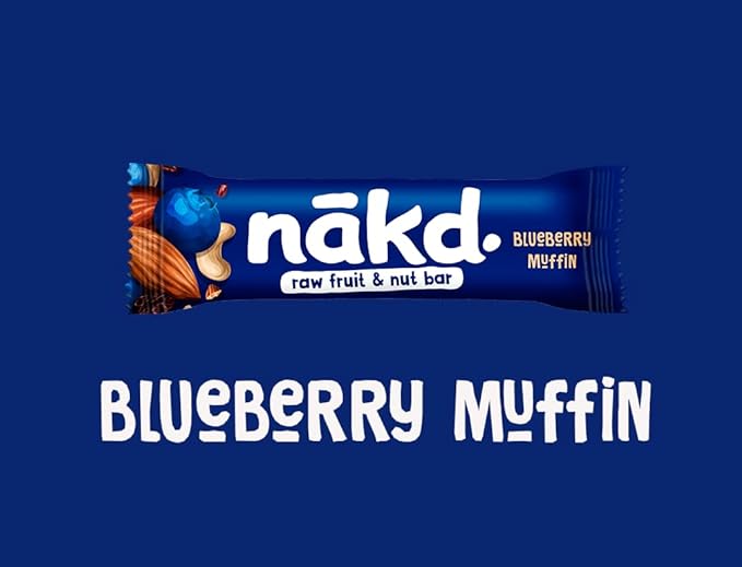 Nākd. Blueberry Muffin - Barritas Raw de Fruta y Frutos Secos - Sin Azúcar Añadido - 4 x 35g - 140g