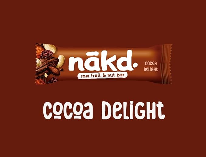Nākd. Cocoa Delight - Barritas Raw de Fruta y Frutos Secos - Sin Azúcar Añadido - 4 x 35g - 140g