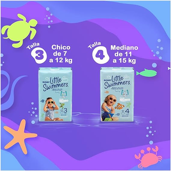 Huggies - Little Swimmers Calzoncito Desechable para Nadar, Talla 3 - 12 Pañales