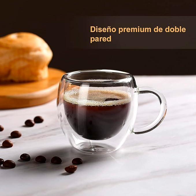 U Chef Juego de 2 Tazas de Café Espresso con Asa de 2.5 onzas
