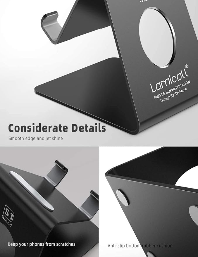 Lamicall Soporte para Celular de Aluminio para iPhone, Samsung, Xiaomi, Huawei y Otros Smartphones 4-8"