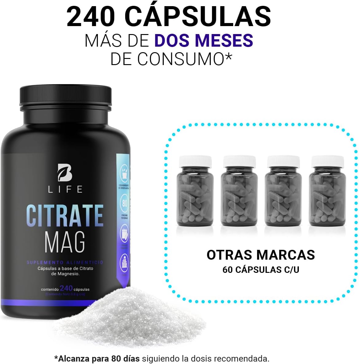 B Life - Citrato de Magnesio - 240 cap