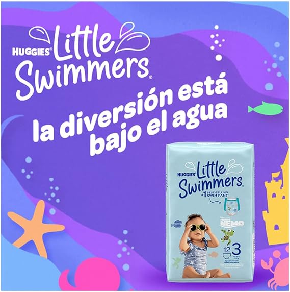 Huggies - Little Swimmers Calzoncito Desechable para Nadar, Talla 3 - 12 Pañales