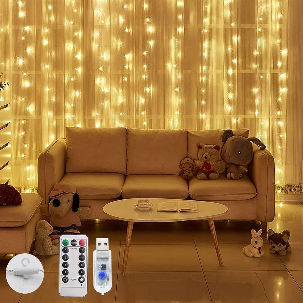 Cortina de Luz 3M*3M con 300Leds - 8 Modos de Luces con Control Remoto