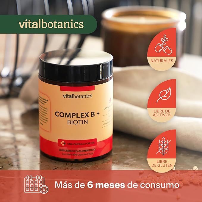 VitalBotanics Suplemento Multivitamínico Complex B + Biotin - 200 capsulas