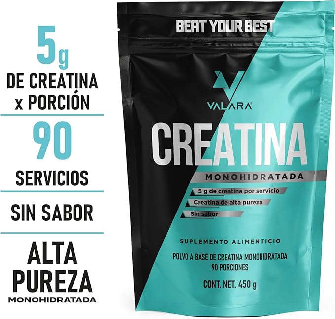 Valara - Creatina Monohidratada de Alta Pureza sin Sabor - 450 g