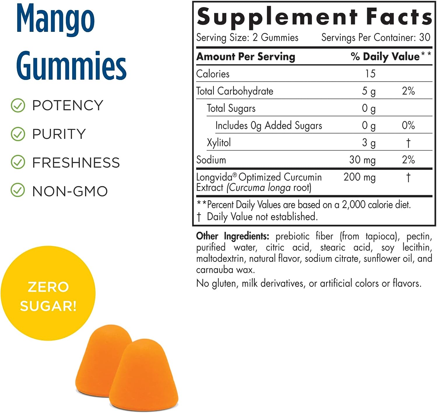 Nordic Naturals - Gomitas de curcumina Zero Sugar Mango - 60 gomitas