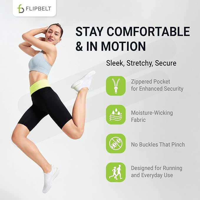 FlipBelt Cinturón de entrenamiento para correr y fitness, negro