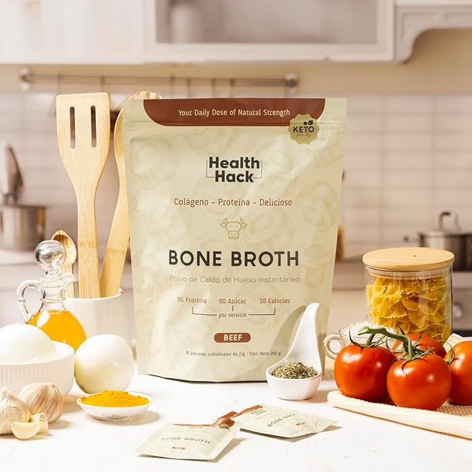 Health Hack Bone Broth - Caldo de Hueso Instantáneo Keto Friendly - 240 g