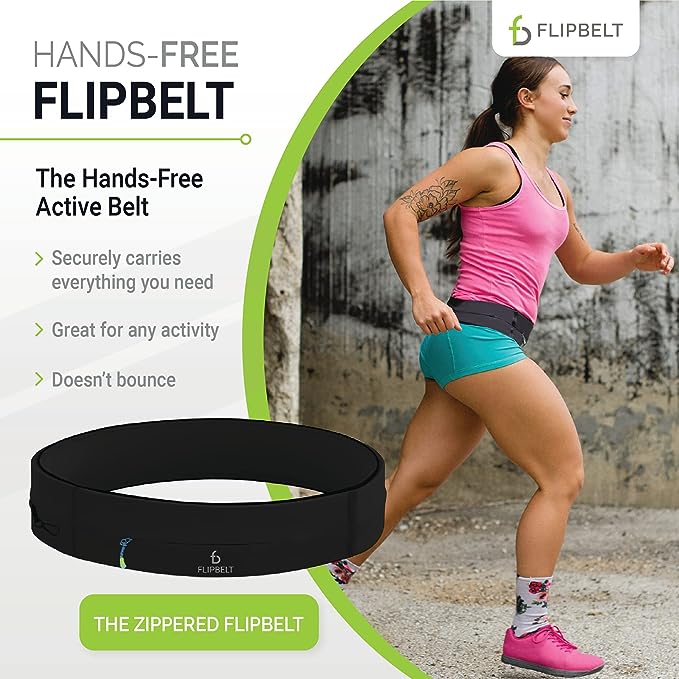 FlipBelt Cinturón de entrenamiento para correr y fitness, negro