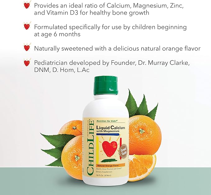 ChildLife Essentials Liquid Calcium with Magnesium, Natural Orange Flavor Liquid Formula - 473 mL