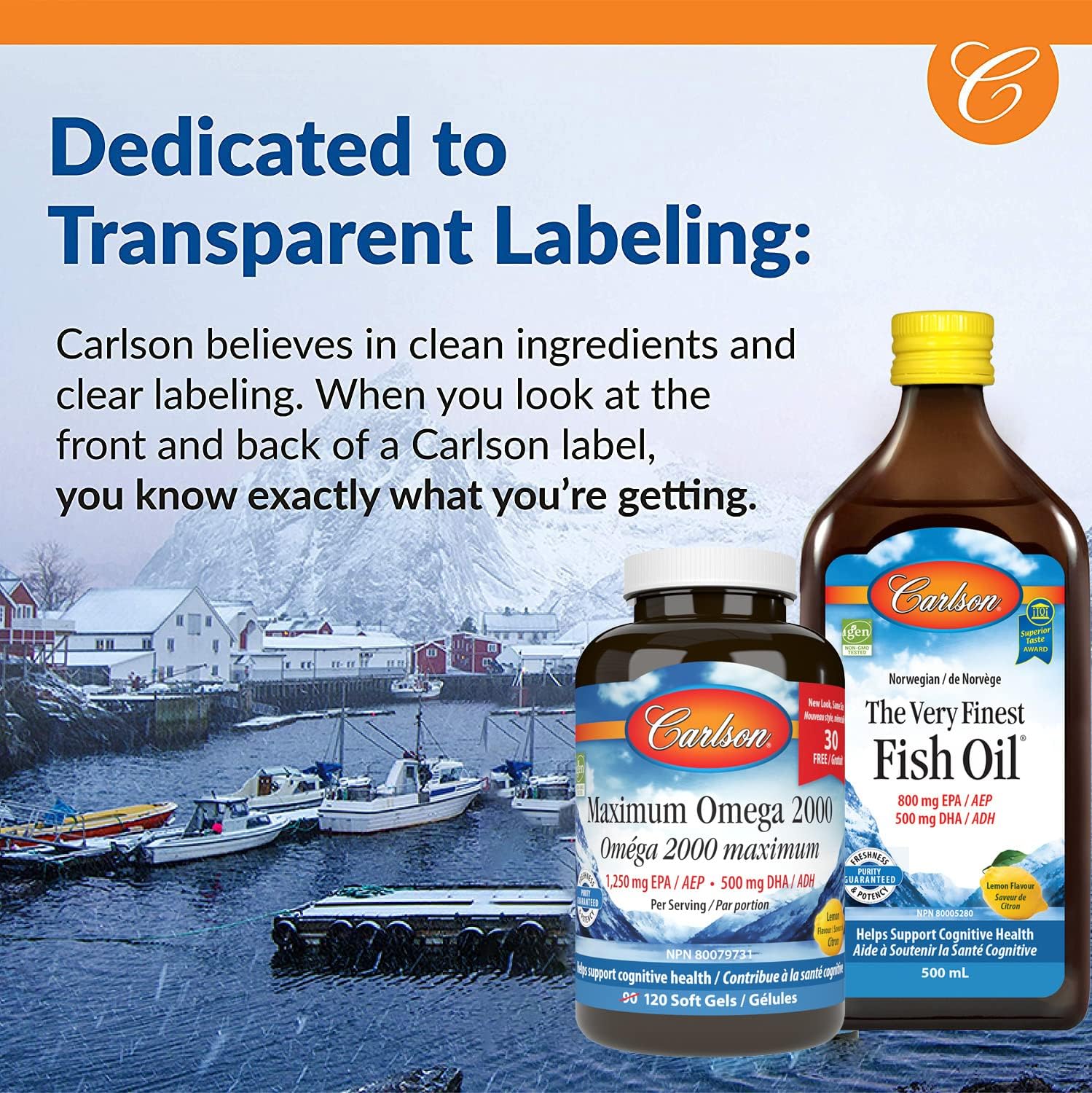 Carlson - The Very Finest Fish Oil Liquid Omega-3 Lemon - 500 ml
