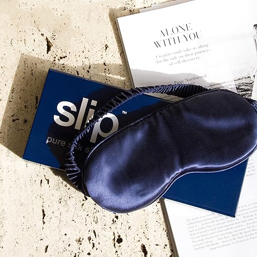 Slip Máscara de seda para dormir, azul marino (talla única)