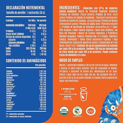 Birdman Falcon Protein Proteina Vegetal Organica En Polvo (Vegana) Sabor Chai - 510gr