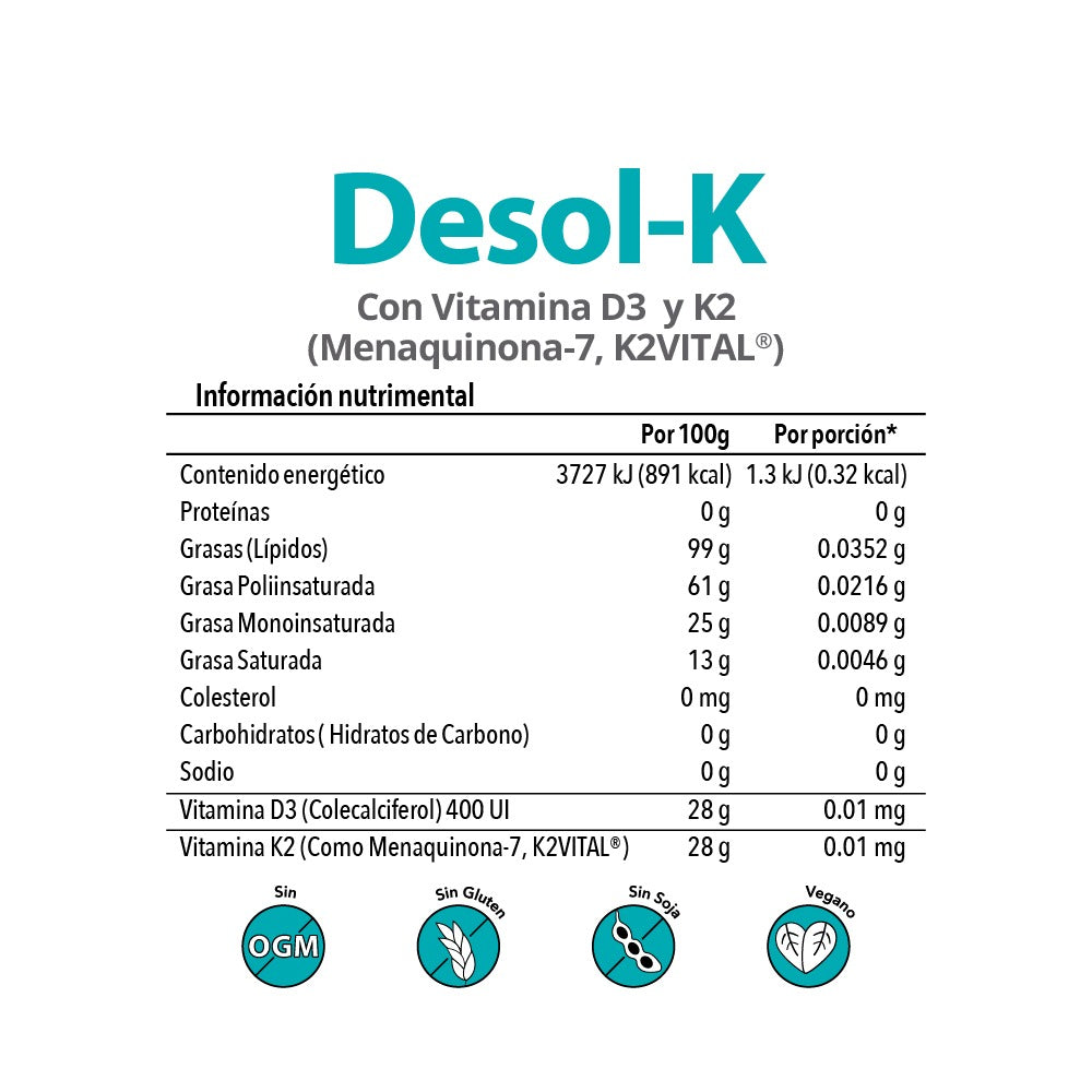 Desol-K Vitamina D3 y Vitamina K2 (MK-7)