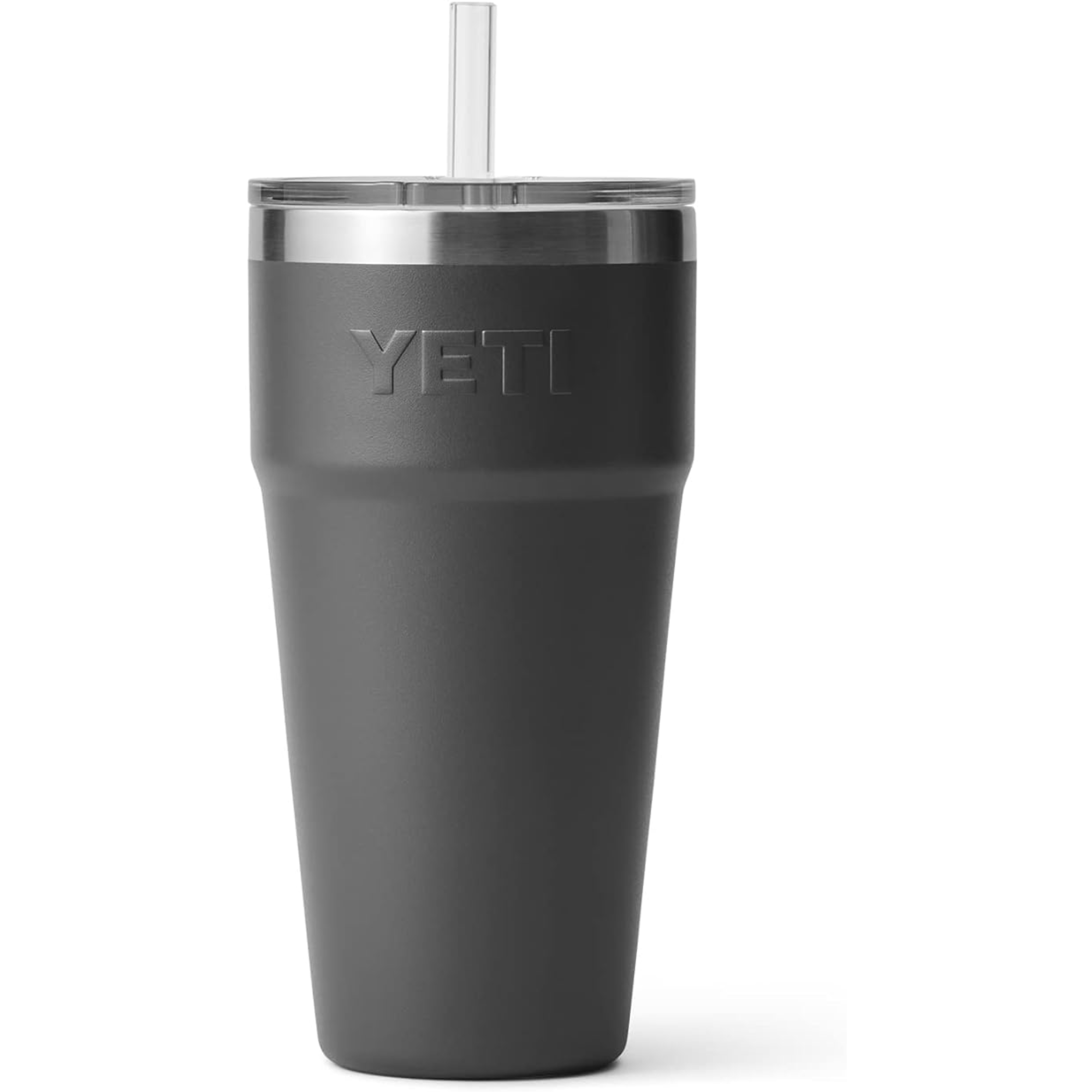YETI Rambler - Vaso de 769 ml, de Acero Inoxidable, aislado al vacío, tapa para paja  - Carbón