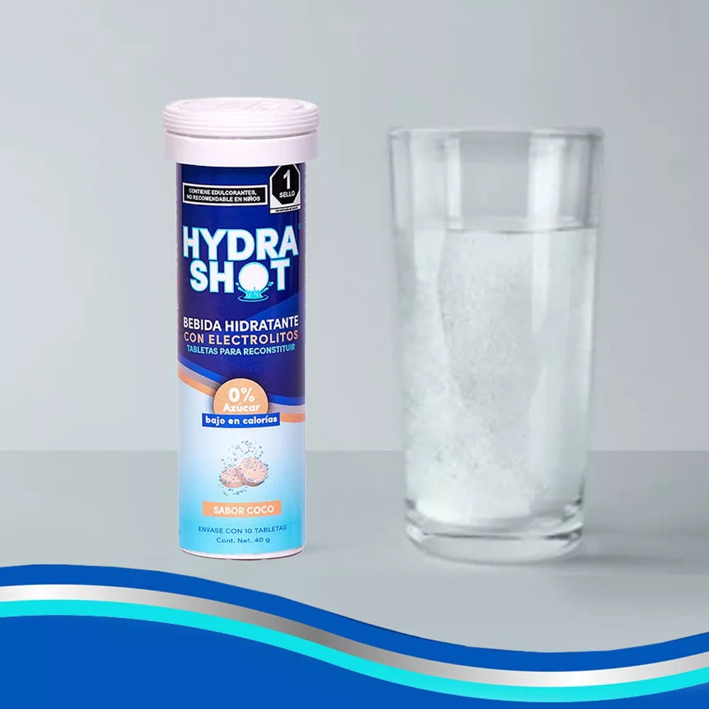 Hydrashot Electrolitos En Tabletas Efervescentes - Coco - 10 Tab
