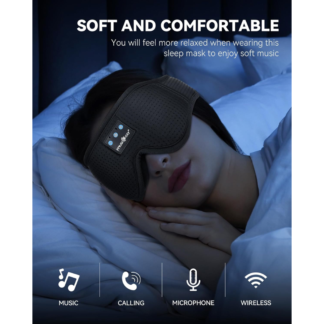 MUSICOZY - Auriculares 3D para dormir con diadema inalámbrica y Bluetooth