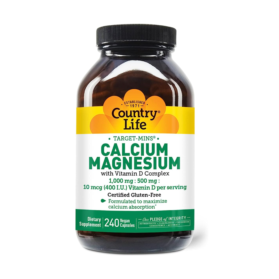 Country Life Calcio y magnesio con complejo de vitamina D - 240 cápsulas vegetales