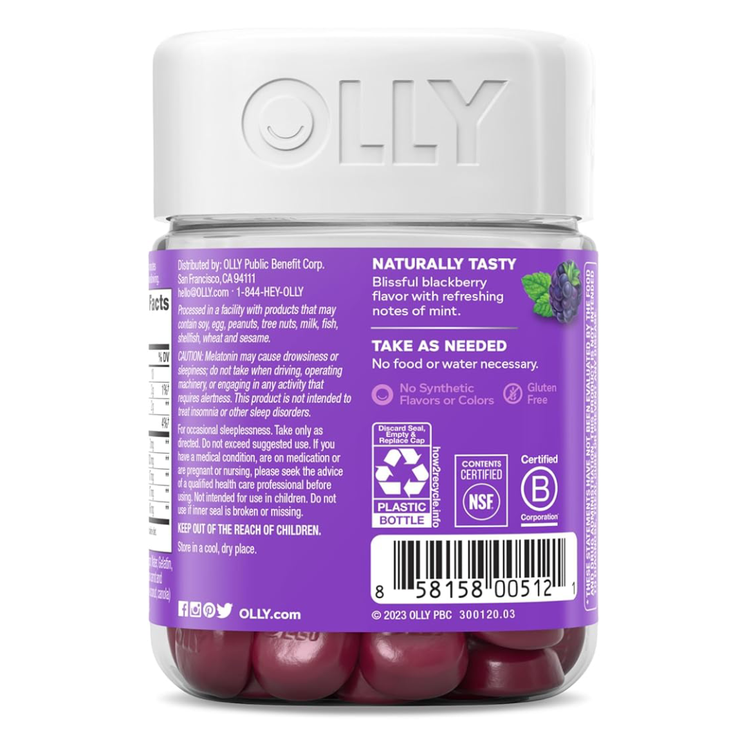 OLLY - Restful Sleep Gummy Supplements, Blackberry Zen - 50 gomitas