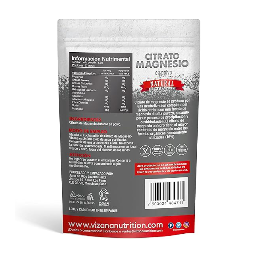 Vizana Nutrition Citrato de Magnesio en Polvo -  100 g