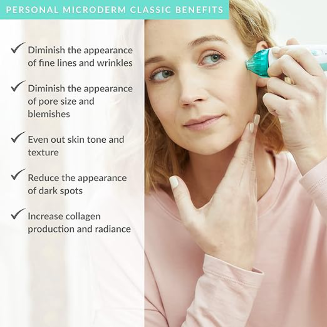 Personal Microderm Classic - Máquina de microdermoabrasión en casa con kit para cara y cuerpo