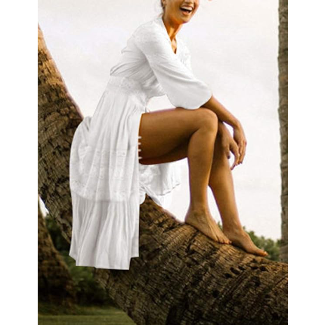 Bsubseach Mujer Traje de Baño Sexy Crochet Kimono Verano, Camisola y Pareos - A-Blanco 8