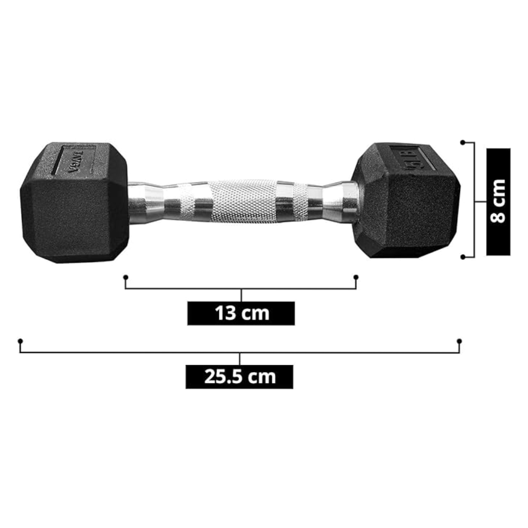 Tayga par de Mancuernas hexagonales con Caucho Rubber en 5 LB