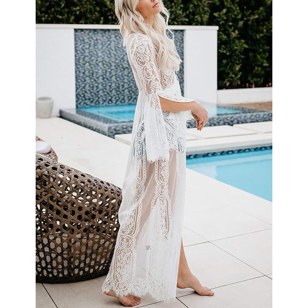 Bsubseach Mujer Traje de Baño Sexy Crochet Kimono Verano, Camisola y Pareos