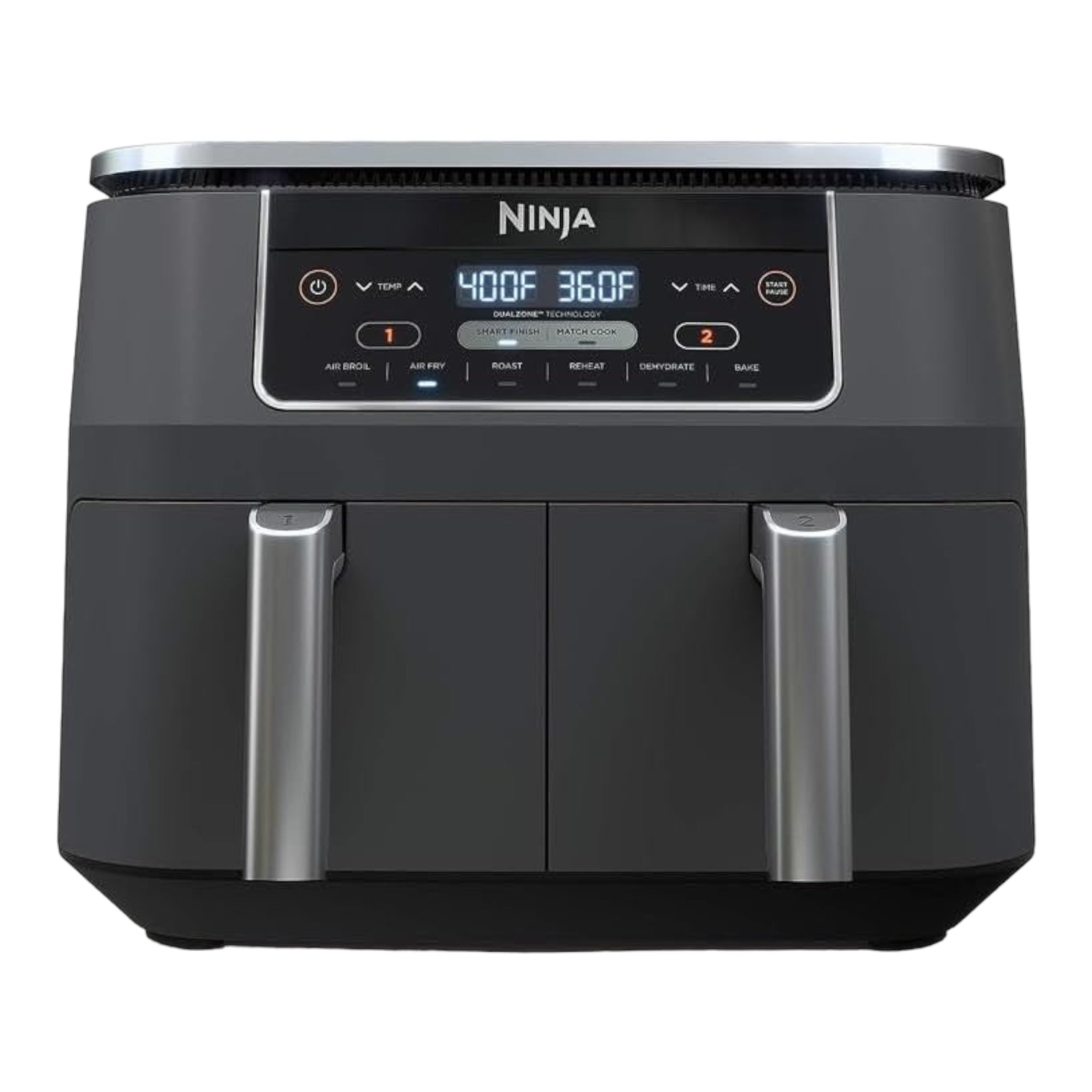 Ninja DZ201 Foodi Freidora de aire 6 en 1 de 2 canastas con tecnología DualZone, capacidad de 8 cuartos