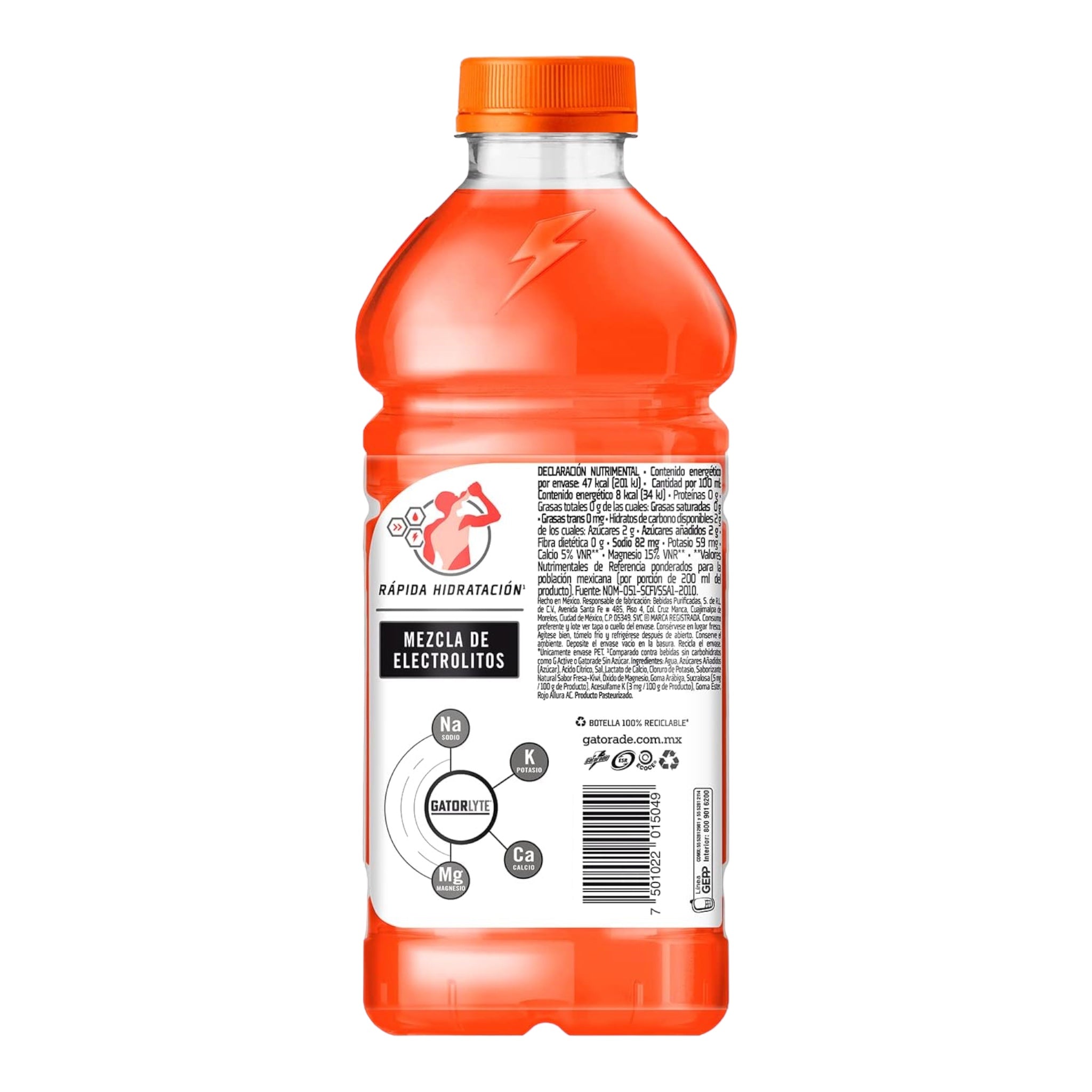 Gatorlyte Fresa-Kiwi, Bebida Rehidratante: 1 Paquete con 6 Botellas de 591 ml
