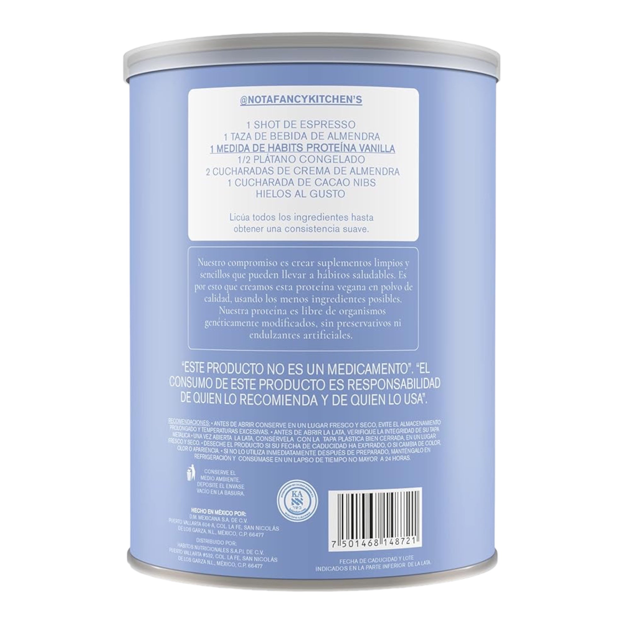 HABITS BY NFK - Proteína Vegana en Polvo - KETO Friendly - Vainilla - 488 g