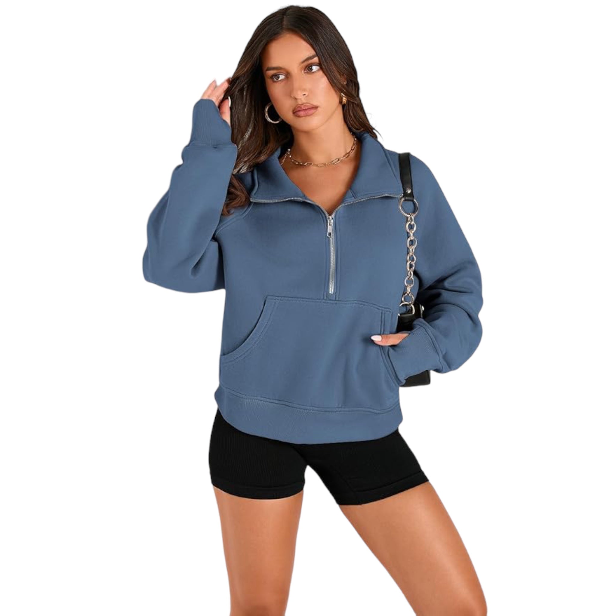 Sudadera con medio cierre para mujer