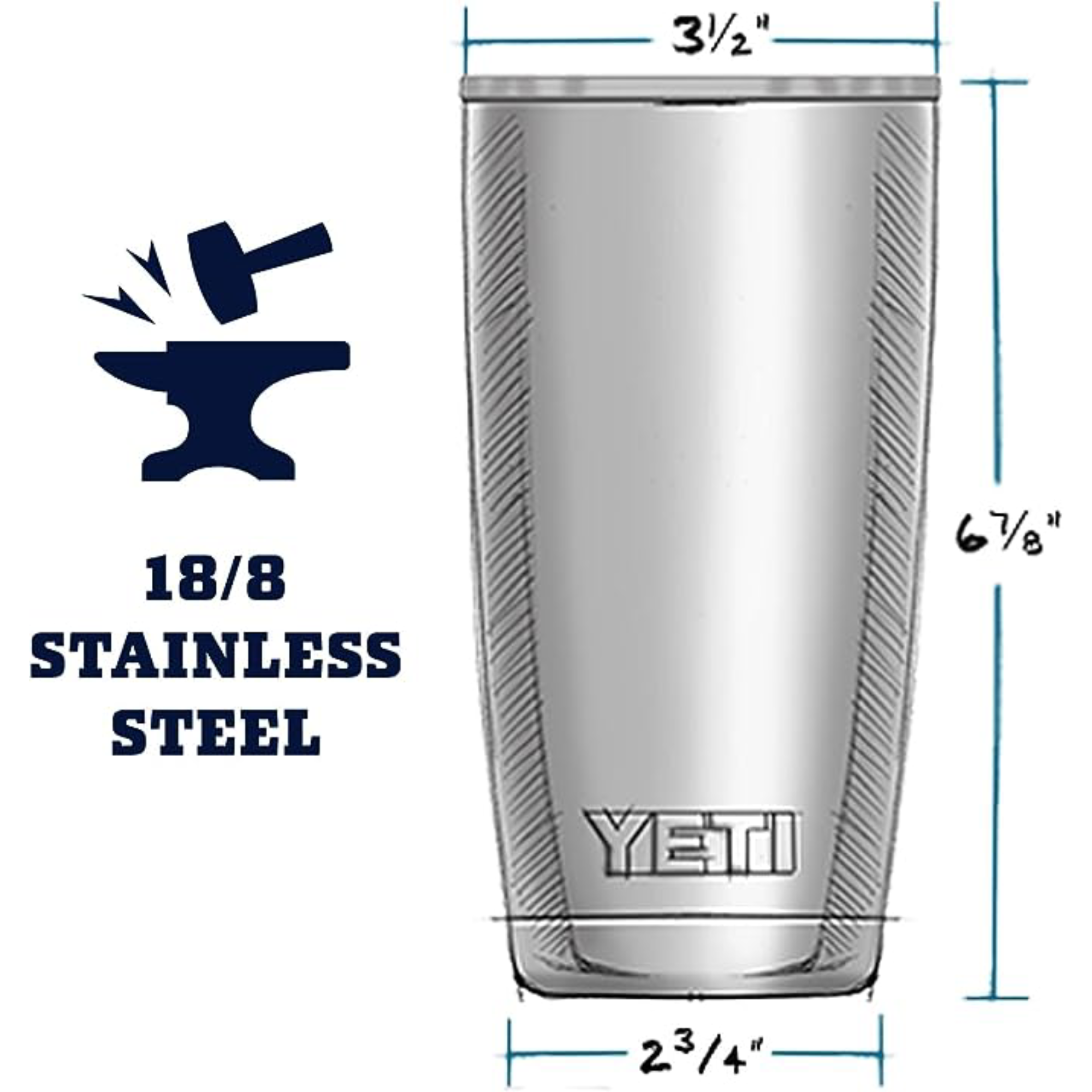 YETI Rambler - Vaso de 591 ml, de Acero Inoxidable, aislado al vacío con tapa MagSlider - Purpura
