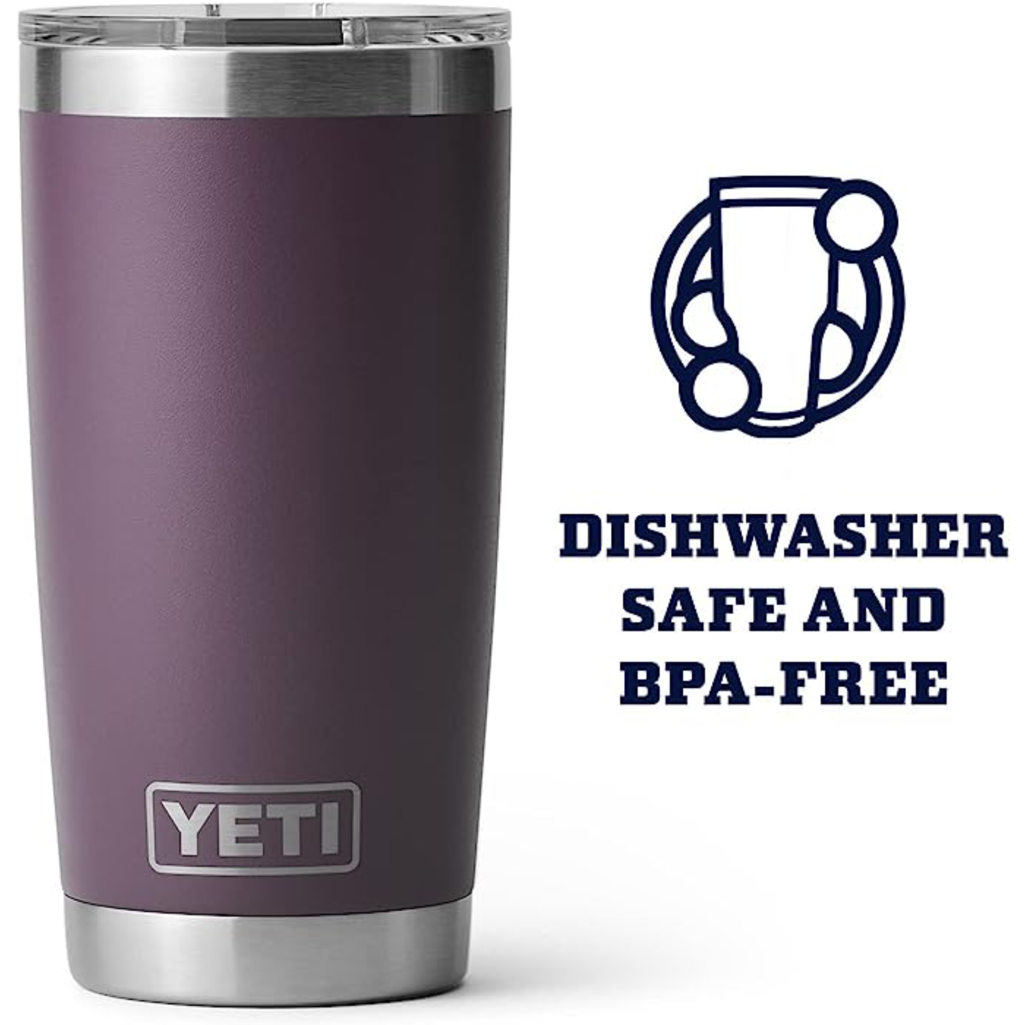 YETI Rambler - Vaso de 591 ml, de Acero Inoxidable, aislado al vacío con tapa MagSlider - Purpura