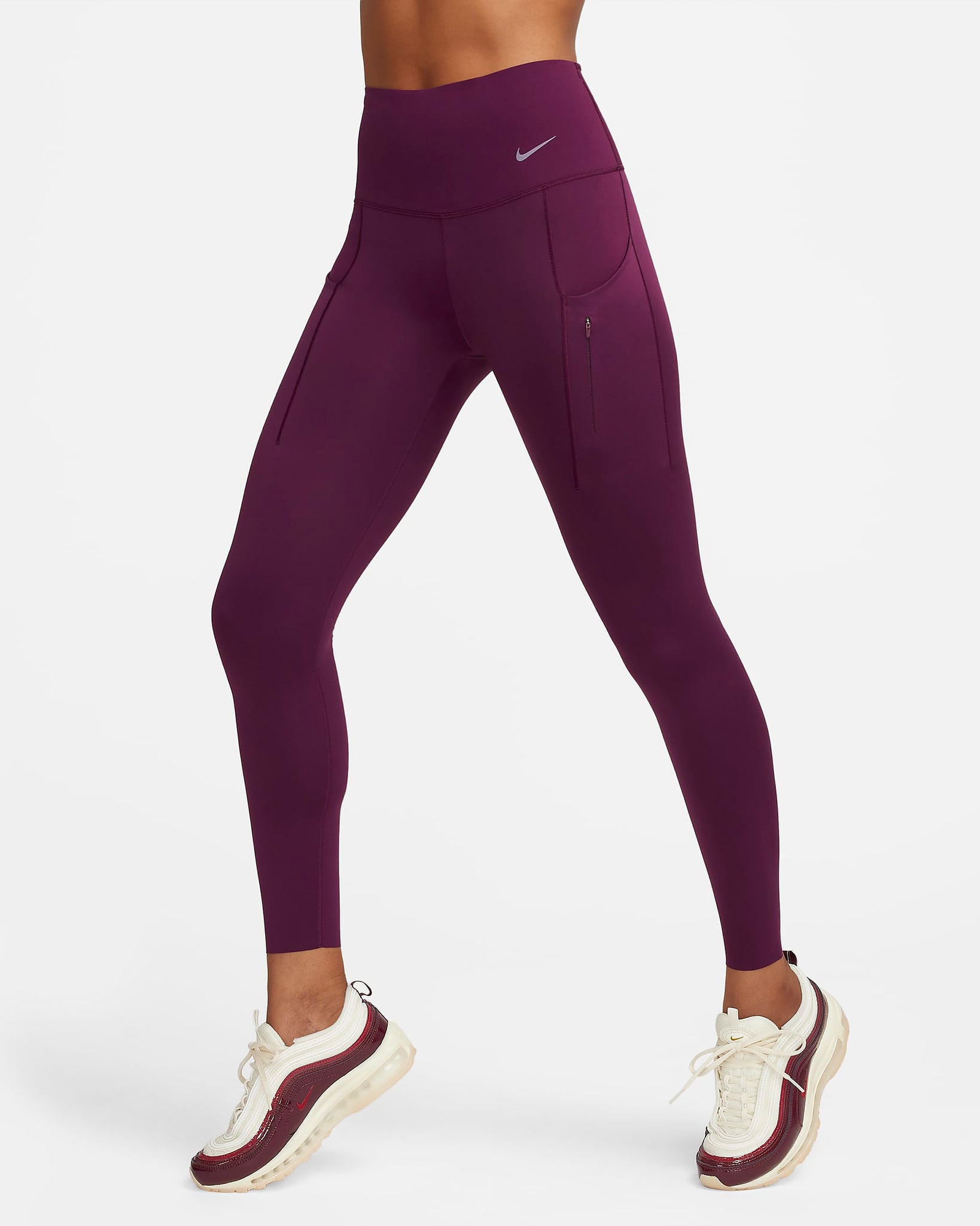 Nike Go - Leggings de tiro alto de 7/8 de sujeción firme con bolsillos para mujer