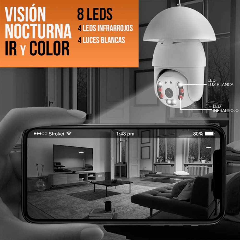Cámara De Seguridad Socket Wifi Exterior/interior