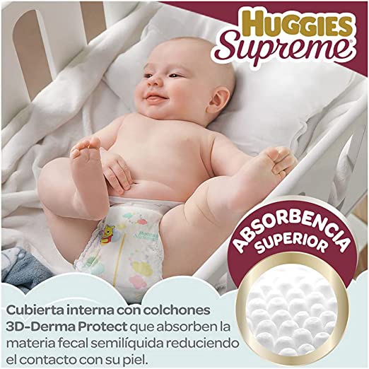 Huggies Supreme Pañal Desechable para Bebé, Etapa 2 Unisex, Caja con 240 Piezas, Ideal para Bebés de 5 a 7.5 kg
