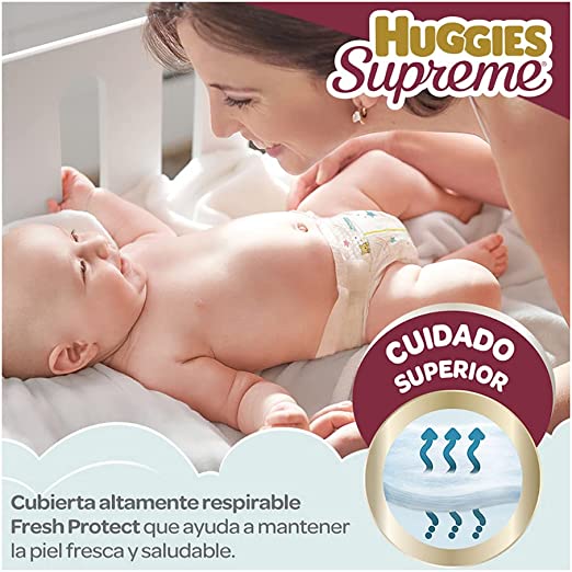 Huggies Supreme Pañal Desechable para Bebé, Etapa 2 Unisex, Caja con 240 Piezas, Ideal para Bebés de 5 a 7.5 kg