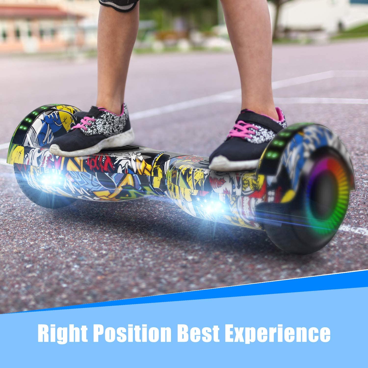 Hoverboard 6.5” Two-Wheel Self Balancing Hoverboard with LED Light Flash Lights Wheels for Kids Adult
