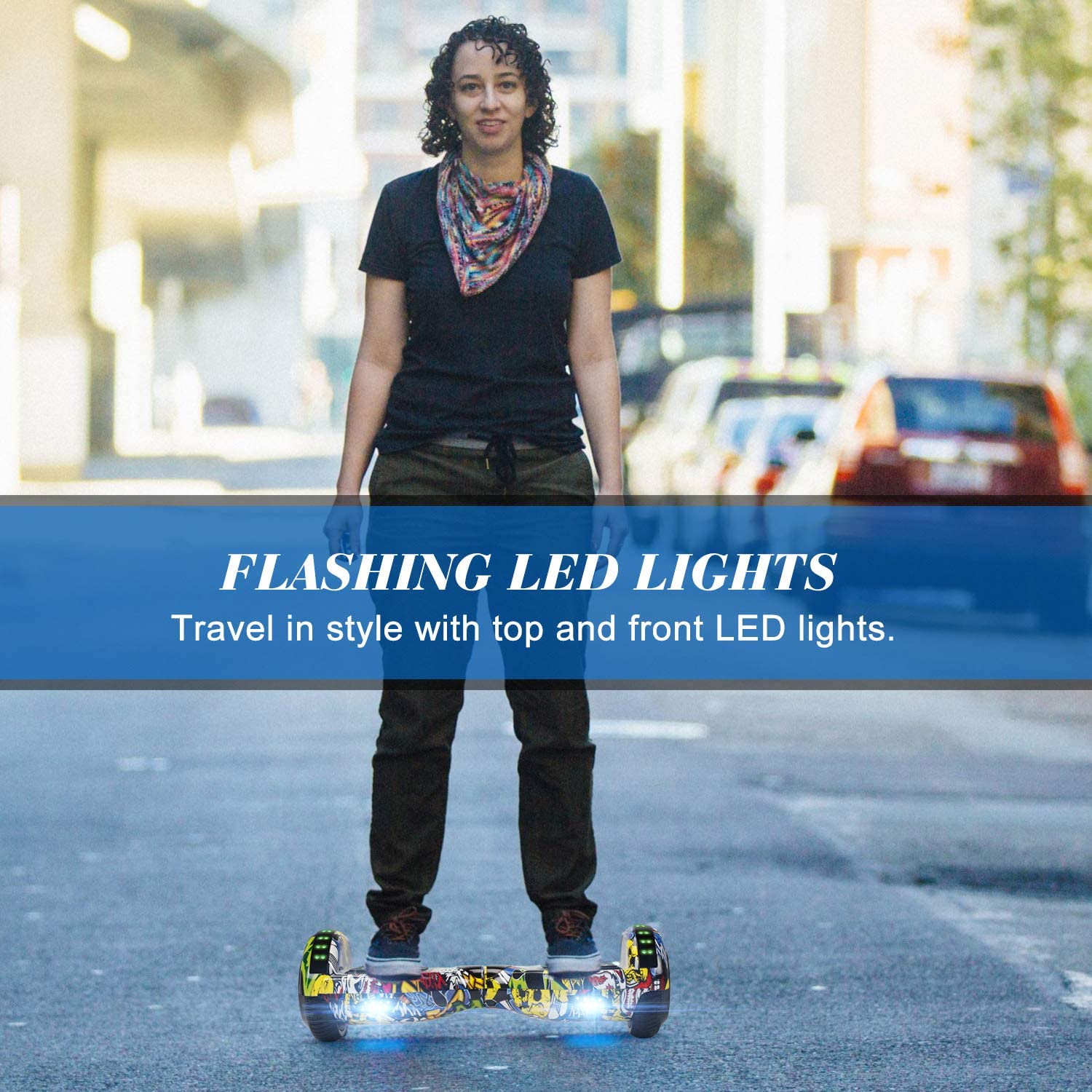 Hoverboard 6.5” Two-Wheel Self Balancing Hoverboard with LED Light Flash Lights Wheels for Kids Adult