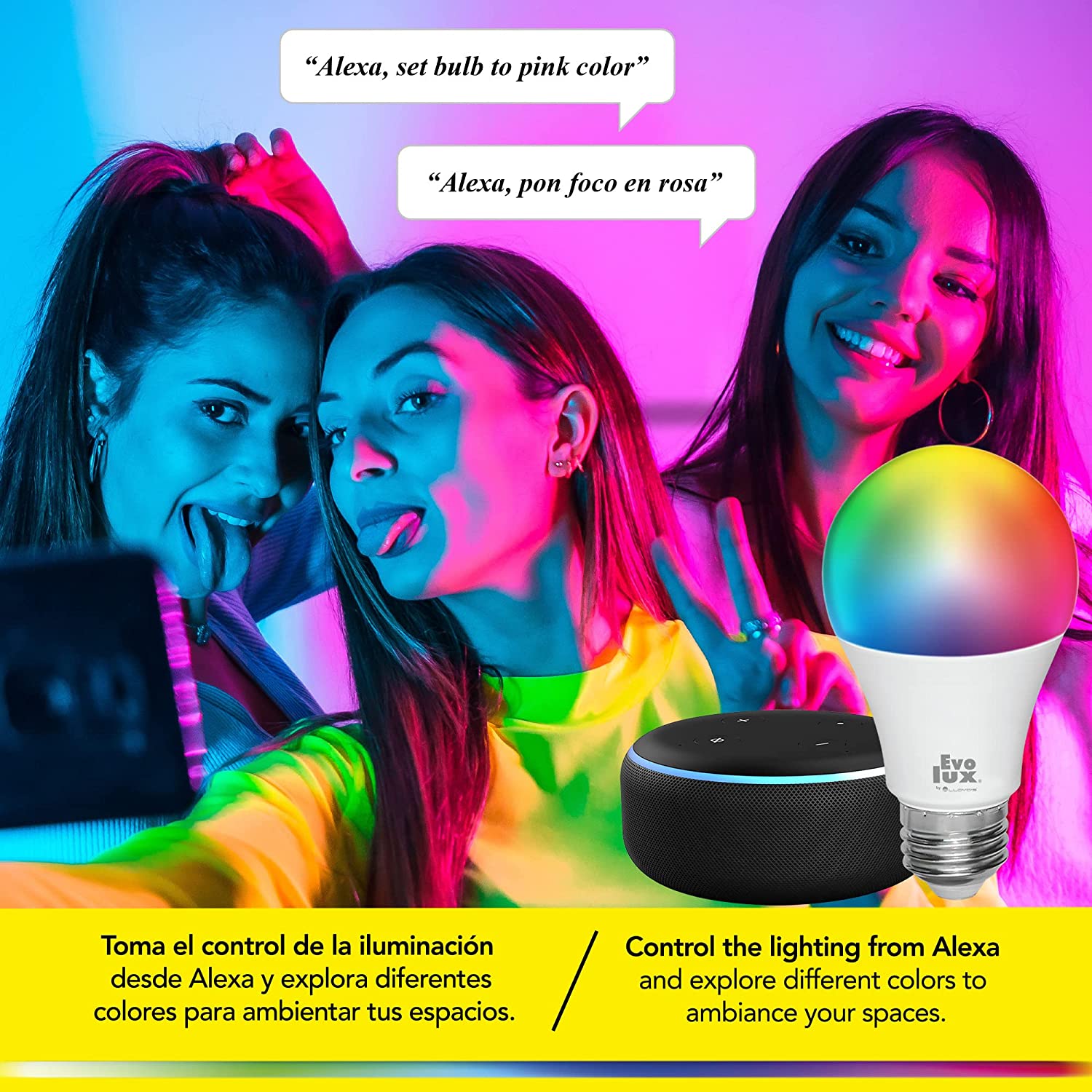 Evolux by Lloyd's Foco LED Inteligente WiFi A19 configuración automática