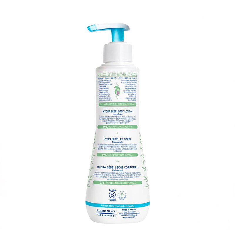 Mustela Hydrabebé, Crema Corporal Hidratante para Bebé o Niño con Piel Normal, 300mL